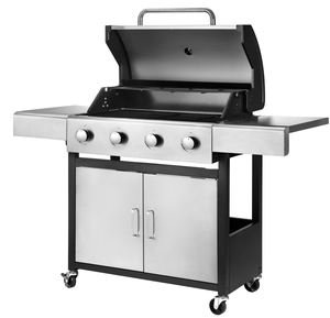 4-Pits Gasgrill, Hoge Kwaliteit <span class=keywords><strong>Trolley</strong></span> Draagbare <span class=keywords><strong>Trolley</strong></span>, Roestvrij Staal Bbq Grill Met Bijzettafel - Product Image 3