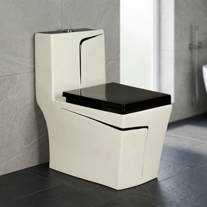WC monobloc en céramique blanc rond à double chasse, à poser au sol, pour salle de bain moderne - Product Image 6