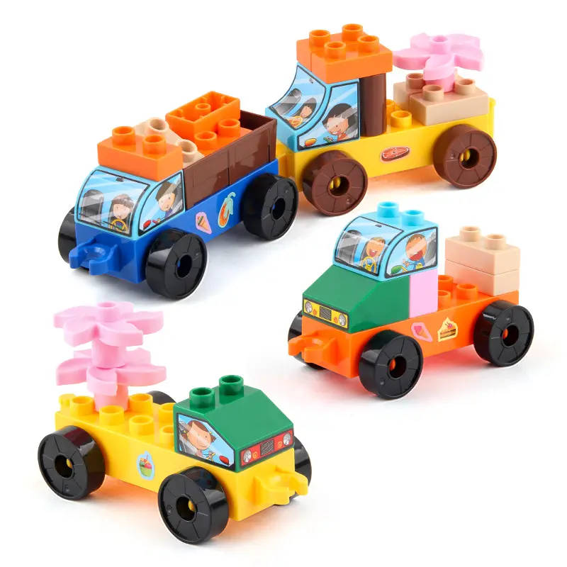 4pcs of a set Construction Vehicle Cars Trucks Building blocks Toys Set for Toddlers Fine Motor Skills Development