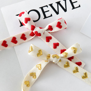 100% Cotton Heart-Shaped <strong>Ribbon</strong> in 'Love' Style Herringbone Webbing for Christmas Gift Wrap &amp; Holiday Decorations - Product Image 6