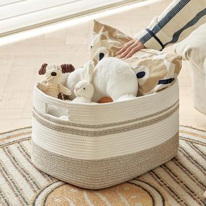 Couvertures de cadeau spéciales de couleur neutre de conception polyvalente flexible panier à <span class=keywords><strong>linge</strong></span> paniers à <span class=keywords><strong>linge</strong></span> <span class=keywords><strong>en</strong></span> <span class=keywords><strong>corde</strong></span> de coton tissé organique - Product Image 1