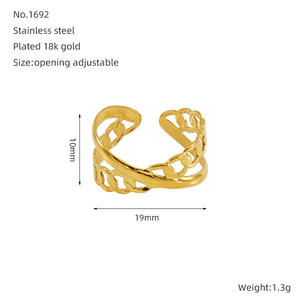 Holle geometrische <span class=keywords><strong>ring</strong></span>, verkleuringsvrij, damesmode <span class=keywords><strong>ring</strong></span>, 18K verguld roestvrijstalen <span class=keywords><strong>ring</strong></span> voor dames - Product Image 4