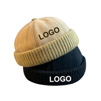 Gorra de calavera Sin borde para adultos con logotipo personalizado, modelos de otoño e invierno, gorros Retro Street Knit Melon para hombre