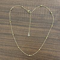 Collar de Cadena de Bolas de Acero Inoxidable de Una Sola Hilera con Cierre Cruzado, Chapado en Oro de 18K, Refinado y Sencillo, que No se Desvanece