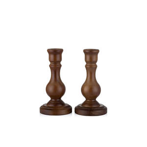 Candlestick kayu untuk set kandil 2 potong, kandil kerucut kayu untuk meja makan keluarga perapian pintu masuk deco - Product Image 3