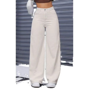 Pantalon droit pour <span class=keywords><strong>femme</strong></span> de haute qualité, respirant, à séchage rapide, coupe ample, jean décontracté à jambes larges, jean d'été - Product Image 1