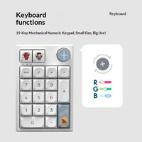 Teclado Numérico Mecánico Darmoshark K3 Pro de 19 Teclas, Tri-Modo, Intercambiable en Caliente, RGB, Batería de 1000 mAh y 100 h de Duración, para PC y Portátil, 60 87 TKL
