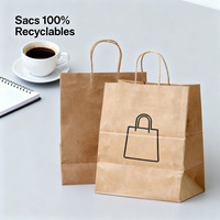 Sacs en papier kraft recyclables de luxe avec poignées en corde de coton et fond carré - Emballage personnalisé avec logo
