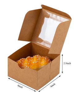 Boîtes à friandises en papier kraft brun recyclable et robustes avec fenêtre transparente pour les collations, le thé, les biscuits, les pâtisseries, le pain, les gâteaux, les sushis, les macarons - Product Image 2