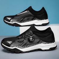 Chaussures de cyclisme VTT pour hommes avec bouton rotatif, empeigne en maille respirante, semelle en caoutchouc, système clipless, pour le cyclisme tout-terrain et la marche quotidienne