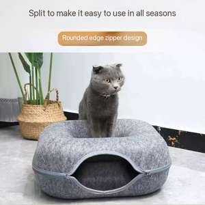 Kare kedi Hideaway evi + Donut yatak + tünel-4-sezon evrensel kedi oyuncak sondaj ve uyuklamak için - Product Image 2