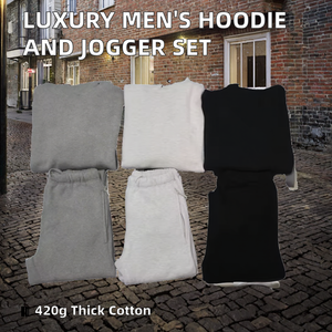 New Brand 100% Cotton Luxury Designer Men's Tracksuit Sweatpants and Jogger Hoodie Set with Velour Fabric 420g - Product Image 2