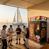 Distributeur automatique de pizzas commercial 24h/24, écran tactile, options de paiement multiples (code QR, carte de crédit), acier inoxydable