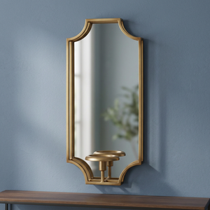 Portavelas colgante de pared nórdico moderno decorativo de latón AK con espejo para decoración del hogar - Product Image 1