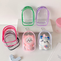 Sac de rangement transparent en PVC pour poupées, pochette de voyage pour poupées en coton, sac suspendu pour badges en peluche et articles d'anime, logo personnalisé