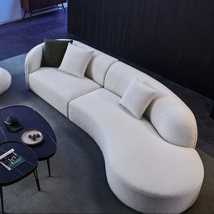 european style leather beige l shape sofa curve corner couch living sofa sets modern furniture