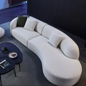 Phong Cách Châu Âu Da Màu Be L Shape Sofa Cong Góc Ghế Sofa Phòng Khách Bộ Đồ Nội Thất Hiện Đại