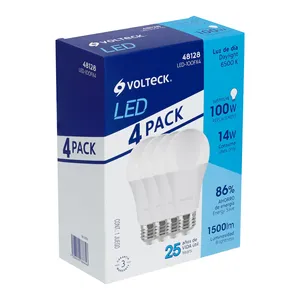 Bombillas LED VOLTECK A19, Paquete de 4, 14W (Equivalente a 100W), 1500LM, 3500K Blanco Cálido, Base E27, CA 220V, Cuerpo de Plástico, Vida Útil de 25,000 Horas - Product Image 1