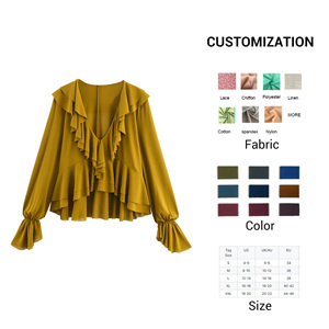 Chemisier en mousseline drapée pour femmes: chemise à volants en couches avec manches en cascade Silhouette <span class=keywords><strong>fluide</strong></span> 2025 OEM China Factory Direct - Product Image 6