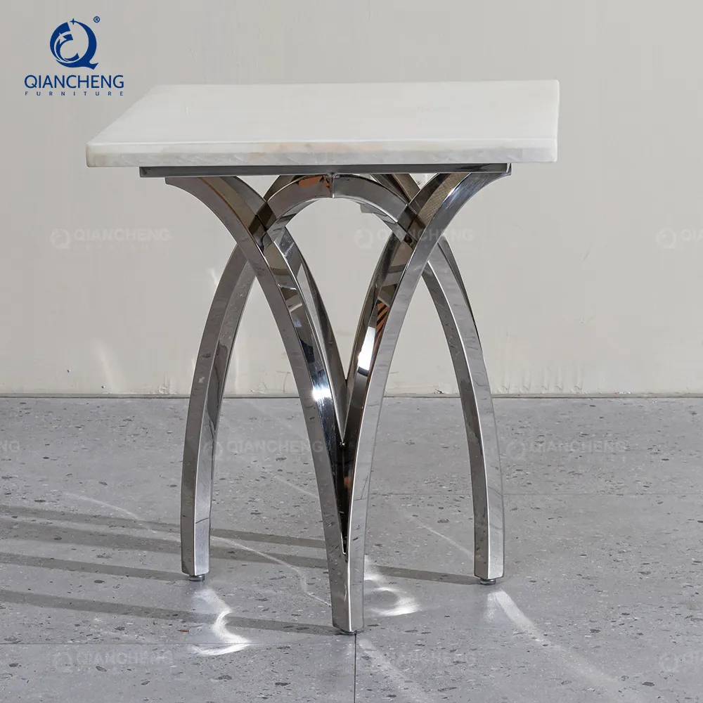 QIANCHENG professionale foshan produttore in acciaio inox tavolino in marmo designer piccolo divano tavolini