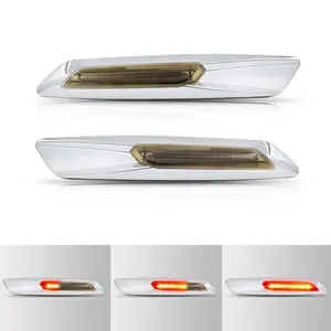 Sliver Chrome Smoked Lens Sequential LED Turn Signal Lights For BMW E81 E82 E87 E88 E90 E91 E92 E93 E60 E61 X1 E84 X3 E83