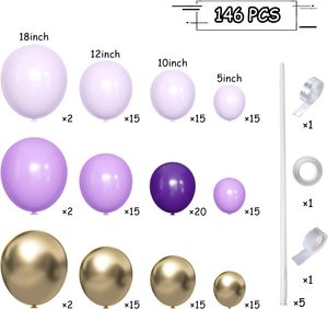 Kit Arco di Palloncini in Lattice Viola Maca Purple Gold, Set da 146 Pezzi, Diversi Colori <span class=keywords><strong>per</strong></span> <span class=keywords><strong>Accessori</strong></span> <span class=keywords><strong>per</strong></span> Feste di <span class=keywords><strong>Compleanno</strong></span> e Matrimonio - Product Image 3