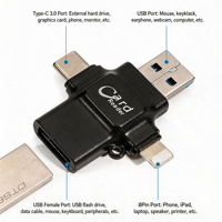 Adaptateur OTG 4 en 1 USB3.0/Type-C/Micro/iOS Lecteur de carte TF Compatible avec les téléphones et les tablettes Adaptateur externe pour ordinateurs portables Universel