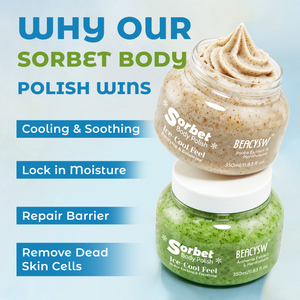 Gommage corporel au sorbet - Exfoliation douce avec poudre de coquille de noix de pécan - Rafraîchissant et hydratant, élimine les peaux rugueuses - Product Image 2