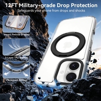 Coque de téléphone transparente à chargement magnétique sans fil de qualité supérieure, avec support rotatif à 17° et cadre métallique pour objectif, personnalisable, prix usine pour commande en gros