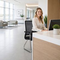 Chaise de bureau ergonomique en maille OEM en gros, chaise de réception pour visiteurs avec accoudoirs, chaises de conférence intérieures