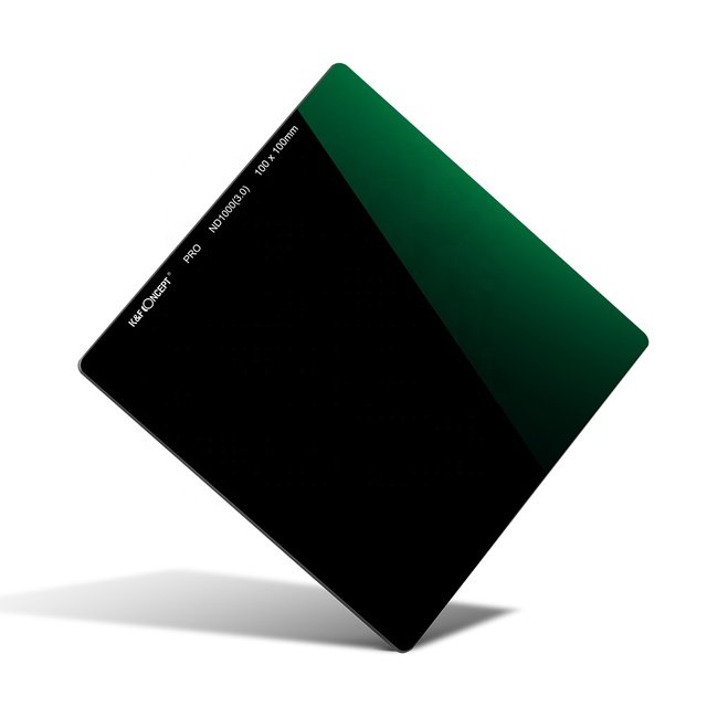 K&F CONCEPT 100*100*2MM Square Coated ND1000 Filter, Optics Glass, HD, Waterproof, Anti Scratch, Green Coated