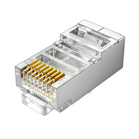 Conector Modular Ethernet FTP Blindado Cat 6 8P8C para Cables de Red, Cableado Estructural, Adaptador Metálico Chapado en Oro