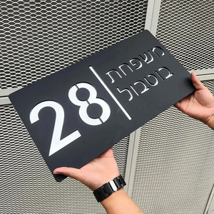OEM moderno segno del numero di casa nero rettangolare acrilico segno della casa logo personalizzato porta segni sostituibili - Product Image 3