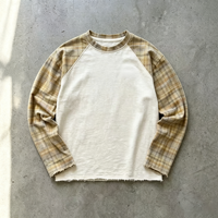 T-shirt Homme de Haute Qualité Coupe Boxy Courte, T-shirt Oversize à Manches Longues Imprimé Graphique Sérigraphié, Style Vintage Patchwork