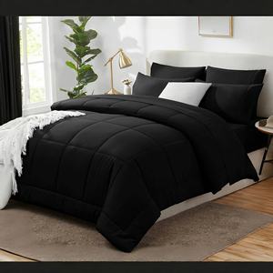 קינג סייז גודל סט 7 יח 'מיטה בשקית מיטה שחורה מיטת מצעים סטים עם כל העונה - Product Image 1