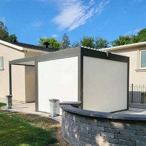 Aluminium-Pergola mit Schwarzen Rollos für Gartendekoration Außenbereiche Einfach zu Montieren und Pulverbeschichteter Rahmen - Product Image 3