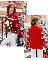 WingTu Custom Logo Patchwork Weihnachts mann Stickerei Gestrickte Damen Pullover Weihnachts pullover Für den Winter