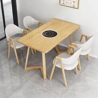 Ensemble de table à manger de luxe commerciale 4 chaises Barbecue en acier inoxydable Restaurant chaise jaune Table à manger rectangulaire et chaise