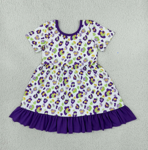 Ensemble de vêtements pour bébé à imprimé léopard Mardi Gras, combinaison à fermeture éclair, robe à volants pour enfants, tenue de pyjama - Product Image 2