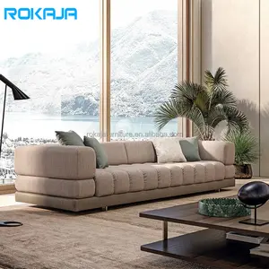 Elegant Retro Comfortable Fabric Sofa Living Room Low Back Deep Wide Sectional Sofa Luxury Furniture Set Combination Sofa