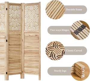 Separador <span class=keywords><strong>de</strong></span> Ambientes Plegable Art Deco Svimi <span class=keywords><strong>de</strong></span> 66.9 Pulgadas, 6 Paneles, Biombos <span class=keywords><strong>de</strong></span> <span class=keywords><strong>Madera</strong></span> Tallada con Rejillas, Separador Portátil Independiente - Product Image 6