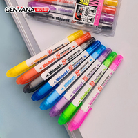 Marqueurs effaçables à sec GENVANA, personnalisables avec logo, double pointe, multicolores, pointes balle et rondes, lot de 8, boîte PVC, vente en gros