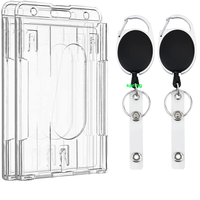 Lot de 2 porte-cartes d'identité en plastique rétractables avec cordon en nylon de 24 pouces, sangle en PVC et mousqueton