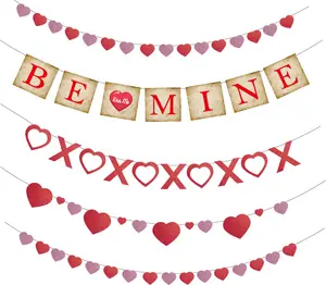 Valentinstag Dekorationen erforderlich BE MINE Love Heart XO Girlanden Banner für Home Classroom Hochzeits feier Jubiläum J040