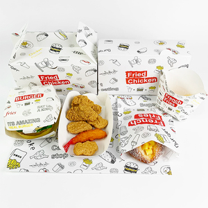 Paquete de Comida Rápida Desechable Personalizado, Caja para <span class=keywords><strong>Hamburguesas</strong></span>, Papel Antigrasa, Empaque para Pollo Frito - Product Image 1