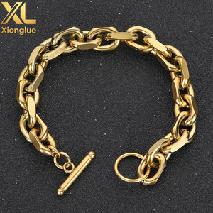 Punk Toggle Clasp Thick Cable Chain <b>Bracelet</b> Heavy Stainless Steel Rolo Cable Chain <b>Bracelet</b> for Men Women - Product Image 4