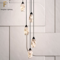 Lampe suspendue en marbre, Design Simple, Long Chandelier d'escalier pour salon