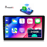 Autoradio Android Podofo 10 pouces 2+32 Go 2Din avec Carplay sans fil, Android Auto, GPS, DSP, écran IPS, stéréo de voiture, fabricant leader ODM