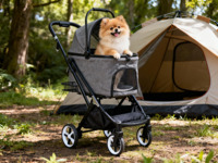 Poussette pour animaux de compagnie de haute qualité, en tissu Oxford luxueux, pliable, imperméable, confortable, à quatre roues, pliage à une main, pour une utilisation en extérieur