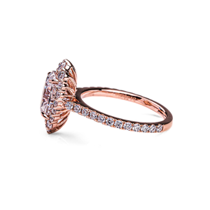 Bague de fiançailles en argent sterling avec ornement orange, diamant de laboratoire marquise 1 carat, halo, style Art déco, tendance, anniversaire de mariage, pour femme - Product Image 3